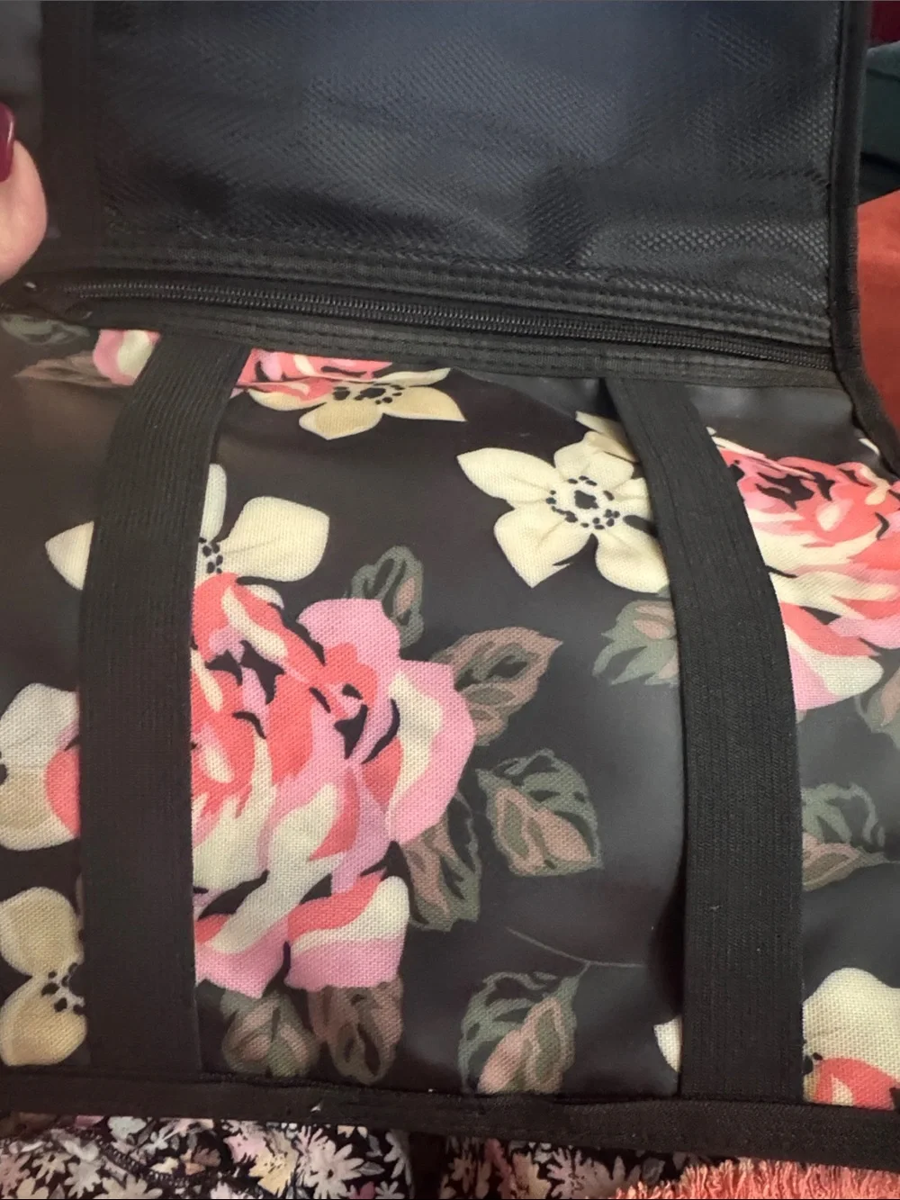 Floral Kids Toiletry Bag in Black and Pink